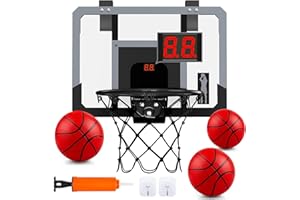 COLLAZOEY Mini Canestro Professionale da Basket Kit, con Punteggio Automatico Interno Esterno Canestro Basket Bambini, Canestro Basket da Camera per Bambini, Adatto Essere Appeso Alle Porte