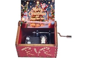 Yesnote Christmas Music Box Gift, Merry Xmas and Happy New Year Gift for Daughter Son Sister Friend Family Hand Crank Music Box Play We Wish You A Merry Christmas