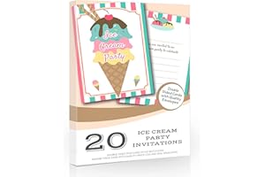 Olivia Samuel 20 x Ice Cream Party Invitations from Ready to Write with Envelopes