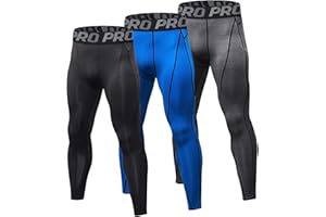 MINGHE 3 Pack Mens Compression Leggings Cool Dry Base Layer Sports Running Tights Cycling Trousers for Workout Athletic Training Gym