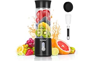 DOUBLECARE Przenośny blender do koktajli i smoothie, elektryczna sokowirówka 500 ml, 4000 mAh, z materiałem niezawierającym BPA, ładowany przez USB, do podróży, na siłownię, na zewnątrz i w domu, czarny