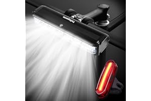 Tellegante Lampe Velo 6 LED Puissantes Lumiere Velo Horizontal Eclairage Ultra-Large à 180°, Lumière Vélo Avant et Arrière Rechargeable USB, 5 Modes & IPX5 Étanche Phare Velo pour VTT Course Cycliste