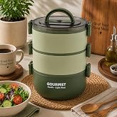 3 Katlı Yemek Termosu, Sızdırmaz Beslenme Kabı, B&ouml;lmeli Yemek Saklama Kabı, Yeşil Taşınabilir Lunch Box Yuvarlak