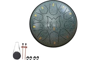 YUCHIFA Tambor de lluvia para jardín al aire libre, tambor de lluvia, tambor de lluvia con lengüeta de acero, tambor de lluvia impermeable, para acampar, meditación o yoga (11 sonidos 6 pulgadas,B)