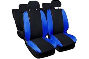 Lupex Shop Copri-sedili Auto Compatibili Panda Seconda Serie (mod.169) Versione Intera | Nero Blu Royal | Set Copri-Sedile Anteriori e Posteriori | Logo Ricamato | Airbag Compatibile | Accessori Auto