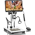ETZIN DM9 7" LCD Digital Microscope 1200X, 1080P Coin Micro-scope Magnifier,12MP Soldering Microscope with Wired Remote, Ultra-Precise Focusing Video Camera with 8 LED Fill Lights