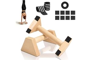 Liegestützgriffe, 2 stycken Liegestützgriffe i trä, push-up-barer, träparalletter, calisthenics-utrustning, med 1 rulle själv