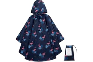 KAKU NANU Poncho Pluie Enfant Imperméable 3-12 Ans Avec Grande Capuche Et Sac De Rangement Cape Pluie Cahouet Fille Garçon 10 Couleurs