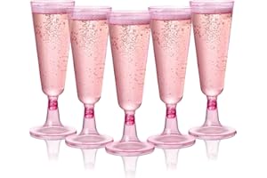 MATANA 24 Verres à Champagne en Plastique Rose Élégantes Premium, 150ml - Flûtes à Champagne, Coupes de Champagne pour Mariages, Anniversaires & Fêtes - Solide & Réutilisable