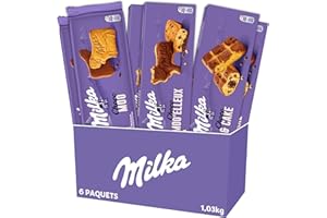 Milka - La Petite Boîte Milka - Assortiment de Gâteaux au Chocolat au Lait : Milka Choco Moo'elleux (x2), Choco & Cake (x2), Choco Moo (x2) - Idéal pour le Goûter - Lot de 1,03kg