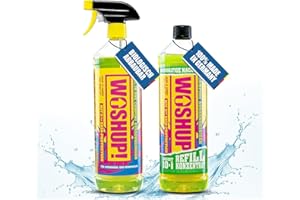 ‎WOSHUP! WOSHUP! Wohnwagen Reiniger mit Xtra Skin Schutzfilm 1L High Power Konzentrat + Mischflasche Auto Reiniger für Camping, Caravan, Wohnmobil, Markise, GFK und Aluminium