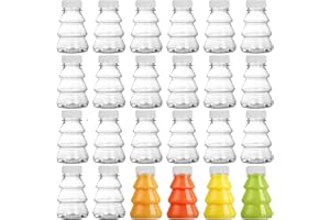 Lyellfe 24 Stück Kunststoffflaschen mit weißer Kappe, wiederverwendbare 170 ml, leere klare Saftflaschen, PET-Getränkebehälter für Wasser, Saft, Milch, Smoothie und hausgemachtes Getränk