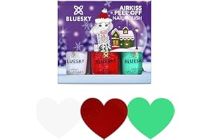 BLUESKY Zestaw Lakierów do Paznokci dla Dzieci, Kolekcja Cukierków, Zielony, Biały, Czerwony, Peel-Off, Nietoksyczny, na Bazie Wody, 3 x 5 ml, z Naklejkami