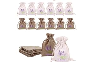 DEFRESIT 12 sztuk woreczków lawendowych, puste, małe woreczki do napełniania, białe i lniane, sznurek ściągający, bawełna i len, na biżuterię, wesele, przyprawy, zioła