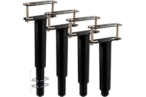 Btowin VCF 7-13.3 Inch Adjustable Metal Bed Frame Support Leg, 4Pcs T-Shaped Heavy Duty Adjustable Height Center Support Leg for Steel Bed Frame, Wooden Bed, Kind Bed, Queen Bed, Replacement Feet