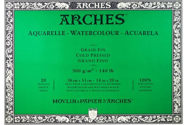 Arches 795063 Bloc Aquarelle Grain Fin Naturel Blanc 300G 36X51CM 20P, Bois, 51 x 36 x 1 cm
