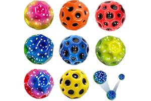 Wenosda 8Pcs Moon Ball, Astro Jump Ball, 7cm Bouncing Ball, Jumps Rubber Ball, High Bounce Hole Ball, Planet Bouncing Balls (4 Einfarbige+4 Bunte)