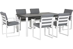 BELIANI Zestaw 6 krzeseł ogrodowych metalowa rama poduchy siedziskowe biały szary Pancole