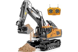 ID Gerilla Remote Control Excavator Toy, 11CH RC Construction Truck with Metal Shovel, Lights, Sounds and Turns 680 Degree. Christmas Birthday Present, Gift for Boys 3 4 5 6 7 8 9 10 11 12 13 Year Old