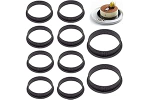 Annhao 10 Pezzi Anello Crostata Forato, Mousse Torta Rotonda Muffa Cottura Dessert Strumento di Decorazione Crostate Anelli Forati, Riutilizzabile Tondo da Plastica Perforato Cottura Accessori - Nero