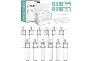 derimkcoa Colostrum Collector Kit Breast Milk Collector 6ml/12pcs,Reusable, Heat & Freezer Resistant, BPA-Free, with Cotton Cloth Wipe, Storage Case, Cleaning Brush