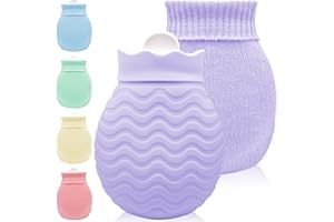 GISTOME Small Hot Water Bottle with Cover - 320ml Mini Silicone Hot Water Bag for Hot and Cold Compress, Hand Foot Bed Warmer, Ideal for Menstrual Cramps, Neck and Shoulder Muscle Aches Pain Relief, Warmth