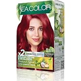 SEA COLOR Amonyaksız, Vegan, Doğal, Besleyici Kalıcı Sa&ccedil; Boyası%100 Beyaz Kapama (1 PAKET 2 x 50 ml Boya &amp; OKSİDAN) (&Ccedil;ilek Kı