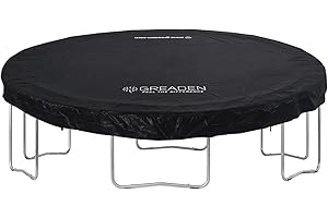 GREADEN Housse DE Protection en PVC Noir pour Les Trampolines Freestyle 250/305/360/430 CM BACHE de Protection pour Trampoline