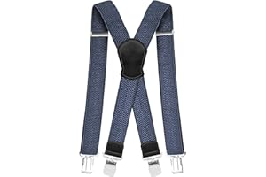 Pejoye Bretelle Uomo Vintage da Lavoro Eleganti Sportive Regolabili 4cm Larghe Forte 4 Clips e Forma a X Elastica Taglia Unica per Uomo und Donna