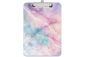 Hnogri portapapeles con pinza a4, diseno de moda portapapele de plastico rígido, Clipboard A4 Carpetas y tableros con pinza, para material de oficina escolar, Mármol de ensueño