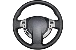 MEWANT Pokrowiec na kierownicę do Nissan Qashqai/Qashqai+2/X-Trail/NV200/Serena/Evalia/AD/Dualis ręcznie szyty ze skóry z mikrofibry