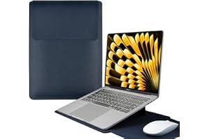 HaruYo 15-16" Funda para Ordenador portátil con Soporte Fuente para Ordenador portátil, de Piel sintética para MacBook Air/MacBook Pro/Surface DELL Lenovo HP ASUS Acer PC (15-16 Pulgadas | Azul)