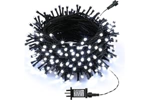 Joomer Christmas Lights Outdoor, 20M 200LED Christmas Tree Lights Mains Powered with Timer, 8 Modes White Fairy Lights Waterproof for Halloween Outside Window Garden Indoor Xmas Party Decorations