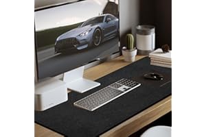 JEDWKFA Sous Main Bureau, Tapis de Bureau, Grand Tapis de Souris, Felt Desk Mat, Office Mat, 100 x 40 cm, Feutre Antidérapant Tapis de Bureau xxl, pour le Bureau ou la Maison, Noir