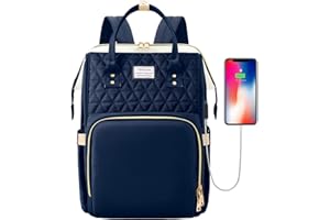 VSNOON Travel Laptop Backpack for Women, 15.6 Inch Stylish Laptop Backpacks Travel Backpack with USB Port Charging, Water Resistant Casual Computer Bag Gifts for Women Men,Blue
