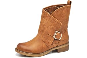 IF Fashion Scarpe da Donna Stivali Stivaletti Alla Caviglia Biker Fibbie Anfibi 630