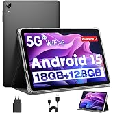 Tablet 10 Pulgadas, Tableta Android 15 con Funda, Unisoc T30 Quad-Core, 18 GB RAM + 128 GB ROM + 1 TB TF, Pantalla HD IPS 128