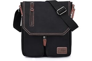 Kasgo Small Messenger Bag, 11-inch Man Bag Vintage Canvas Shoulder Cross Body Bags Water-Resistant Lightweight Multi-Pocket Satchel Women for Travel Work School Business
