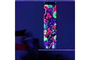 Yrendenge Psychedelic Pilz Wandteppich, 130 x 32 cm Schwarzlicht Wandtuch, UV Reaktive Tapisserie, Fluoreszierend Augen Blume, Aesthetic Wandteppich für Schlafzimmer Dekoration,12.8 x 51.2 Zoll