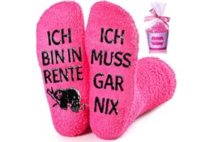 UEOTO Rentner Geschenk Frau, Lustige Geschenke für Frauen ICH BIN IN RENTE ICH MUSS GAR NIX Socken Renteneintritt Geschenk Frau, Kuschelsocken Witzige Abschiedsgeschenk Kollegen Ruhestand Geschenk Frauen