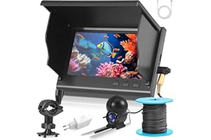 VIHBRAI Fishfinder Cámara Submarina Pesca, Gran Angular Infrarrojo Visión Nocturna, Cámara Submarina Buscador de Peces con 220° HD Cámara y 30 m de Cable para Todas las Aguas - Cámara de Pesca para Pescadores