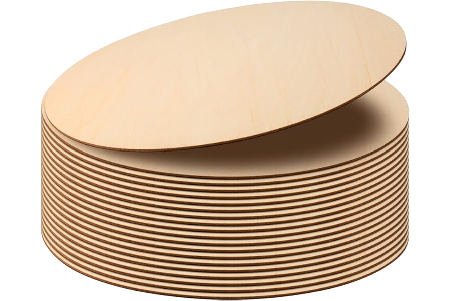 MANCHAP 20 Pcs 30cm/12 Inch Craft Wooden Circles, 3mm Thick Unfinished Round Wood Blank Wooden Discs for Pyrography, Painting, DIY