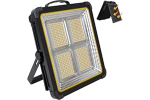 MASMEJOR Faro LED Ricaricabile, Faretto LED Ricaricabile 160W/ Pannello Solare/ 4 Modalità di Illuminazione/Batteria Esterna da 15000mAh/ Luce Regolabile, Ideale per Campeggio, Lavoro, Pesca