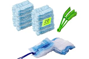 XTAIQD 20PCS Flash Dust Magnet Refills,Disposable Duster Heads,Fluffy Duster Refills,Strong Electrostatic Dust Removal for Home & Car Cleaning,Manual Dust Refill Pack with 1 Handle (green)