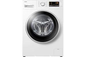 Haier HW80-B14CIN Lavatrice 8 kg, Opzione Vapore, Libera installazione, 16 Programmi, Carica Frontale, Classe Efficienza Energetica A, 1400 Giri, Bianco [Classe di efficienza energetica A]