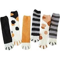 Chaussettes Chat Avec Pompons 3D - 3 Paires | Cadeau Mignon Pour Hommes Et Femmes - Noël, Halloween