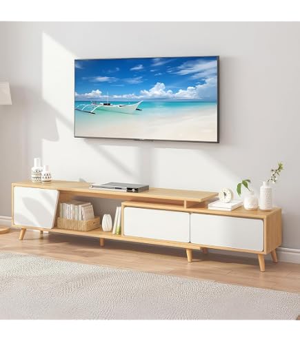 Meuble Tv 180*37*36cm Avec 3 Compartiments De Rangement, Meuble Tv 180 37 36cm Avec 3 Compartiments De Rangement Meuble Tv Haute Brillance Avec Eclairage Led Adapte Aux Televiseurs 75 Pouces
