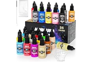 SIGWONG Peinture Aérographe Set, Peinture Acrylique 26 Couleurs, Prêt à Pulvériser, Peinture Aérographe Acrylique à Base d'Eau pour Modèles, 20ml/Bouteille