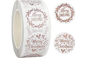 YTUGCG Merry Christmas Stickers Clear, 500 PCS Happy Christmas Round Self Adhesive Stickers Presents Cards Tag Seals Label Scrapbooking Gift Craft Box Sticker Kids Decals 1inch/2.5cm
