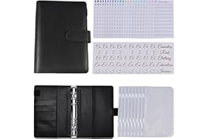 ‎FORHOME Forhome A6 Budget Planner, 24 Stück A6 Binder Budget Notizbuch, A6 PU Leder Budget Binder, A6 Ringbuch mit 8 Binder Taschen Geld Umschläge und 10 Aufkleber, Ringbuch für Budget, Geldsparen